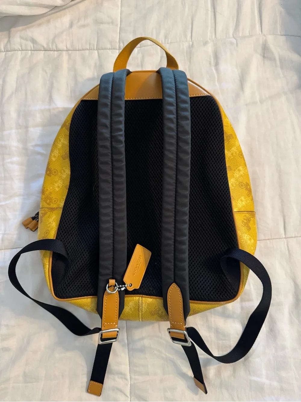 Coach Yellow Signature Compact Backpack with Tan Trim